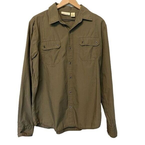 DKNY Jeans Large Army Green Button Down Dress Shirt - Picture 1 of 8